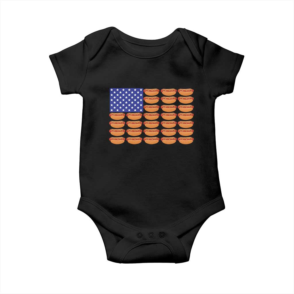 Hot Dog American Flag Baby Onesie Funny 4th Of July Patriotic Summer BBQ - Wonder Print Shop