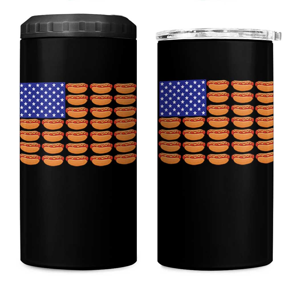 Hot Dog American Flag 4 in 1 Can Cooler Tumbler Funny 4th Of July Patriotic Summer BBQ - Wonder Print Shop