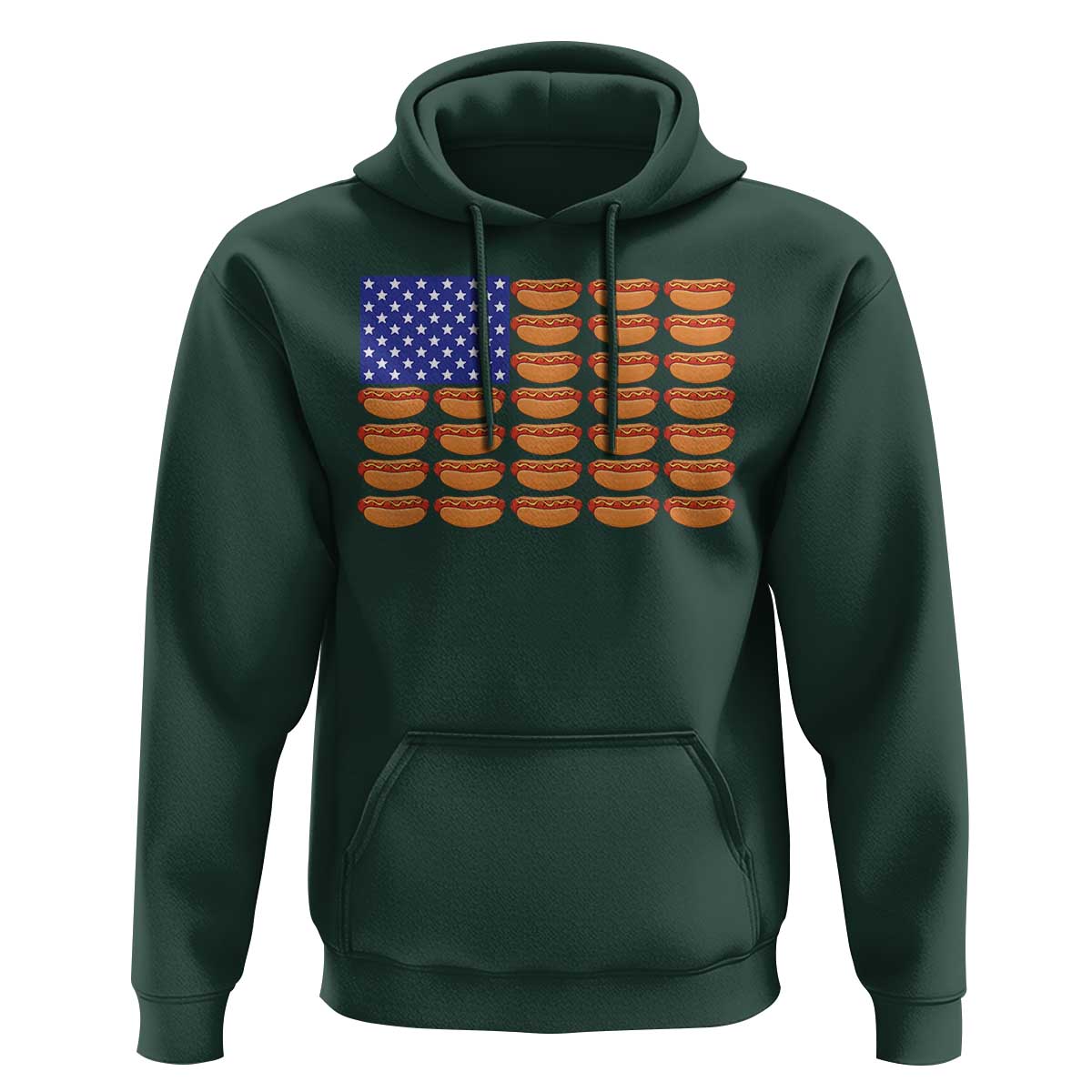 Hot Dog American Flag Hoodie Funny 4th Of July Patriotic Summer BBQ - Wonder Print Shop