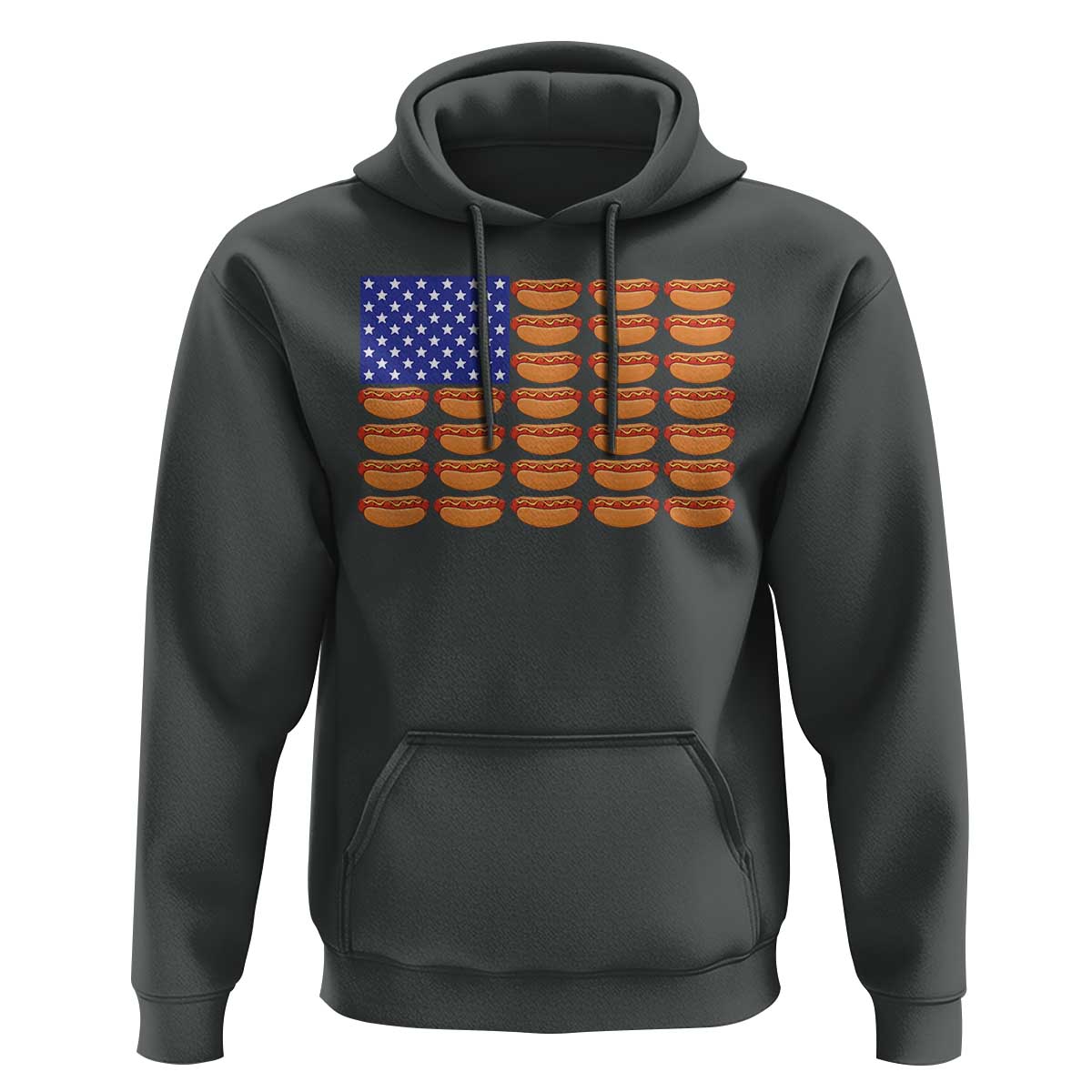 Hot Dog American Flag Hoodie Funny 4th Of July Patriotic Summer BBQ - Wonder Print Shop