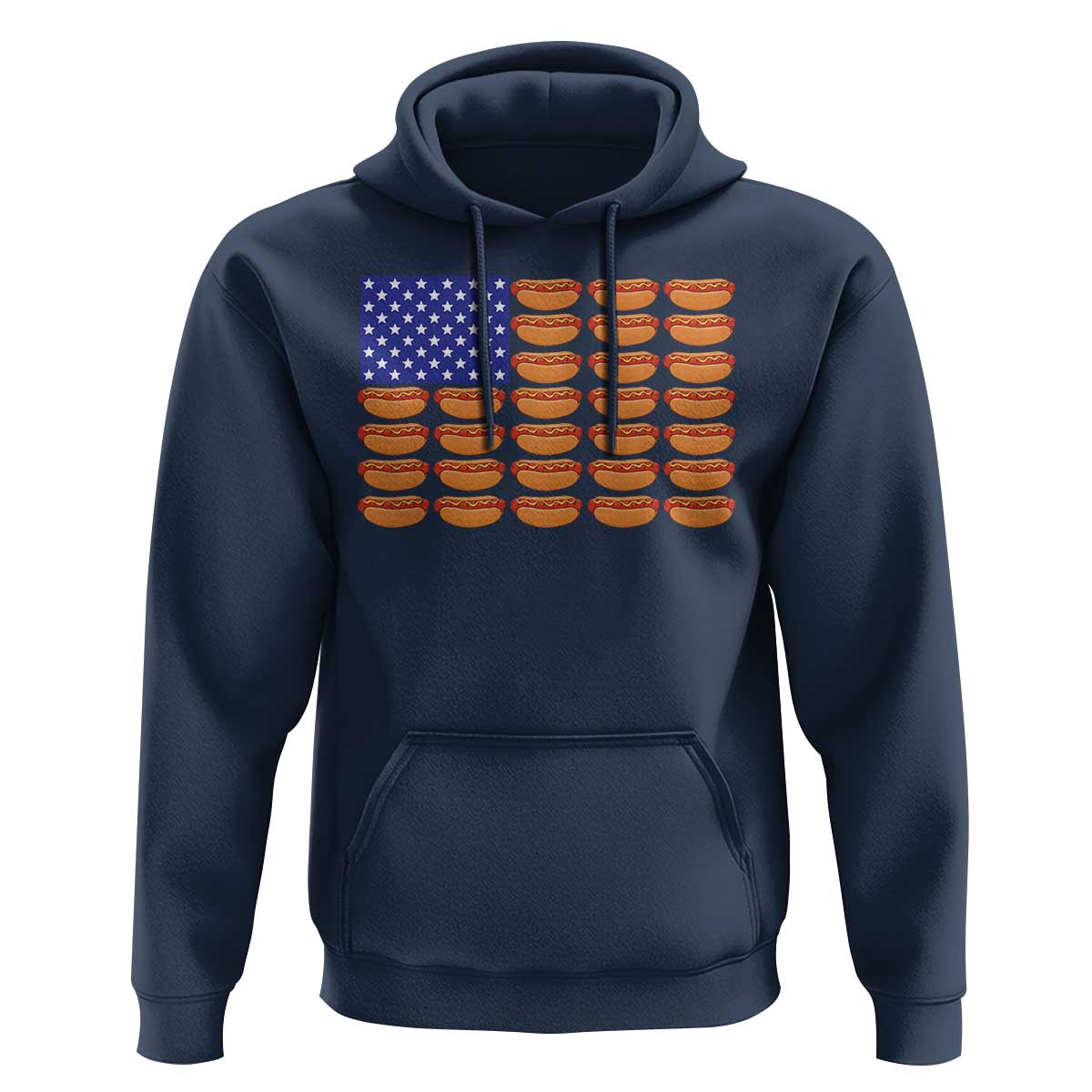 Hot Dog American Flag Hoodie Funny 4th Of July Patriotic Summer BBQ - Wonder Print Shop