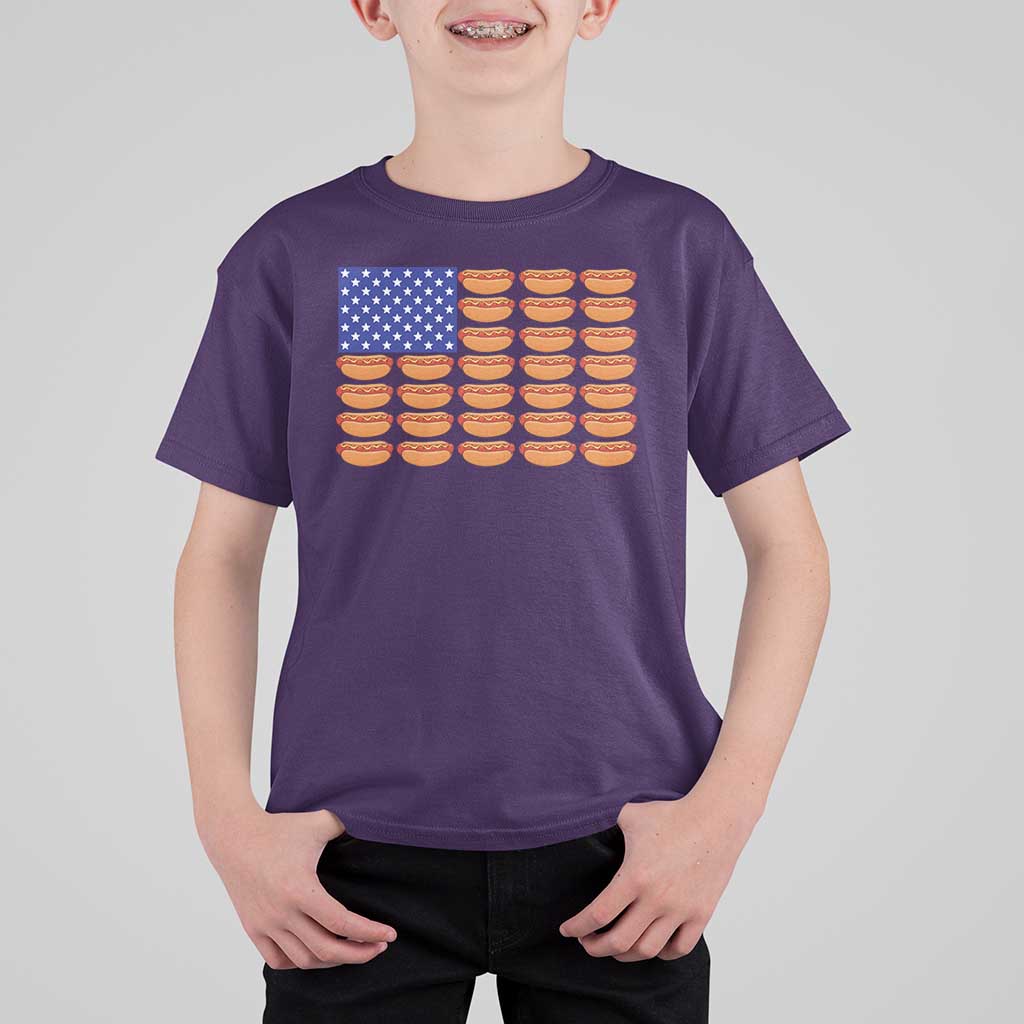 Hot Dog American Flag T Shirt For Kid Funny 4th Of July Patriotic Summer BBQ - Wonder Print Shop