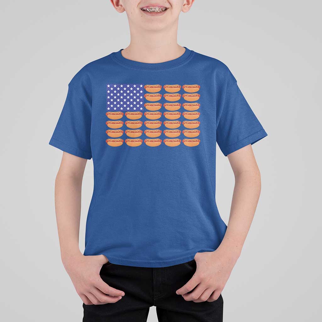 Hot Dog American Flag T Shirt For Kid Funny 4th Of July Patriotic Summer BBQ - Wonder Print Shop
