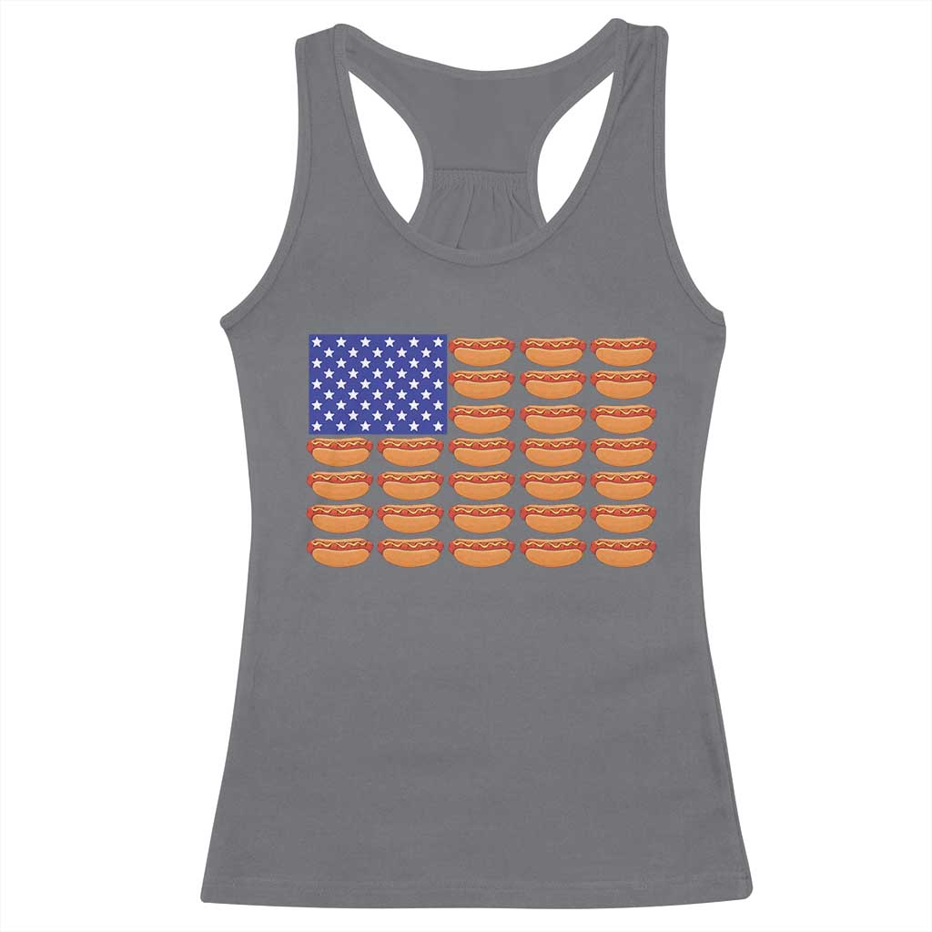 Hot Dog American Flag Racerback Tank Top Funny 4th Of July Patriotic Summer BBQ - Wonder Print Shop