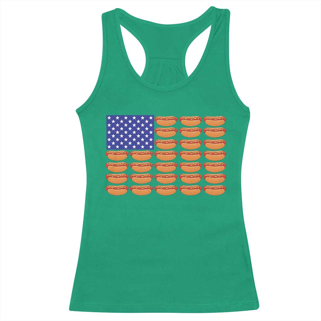 Hot Dog American Flag Racerback Tank Top Funny 4th Of July Patriotic Summer BBQ - Wonder Print Shop
