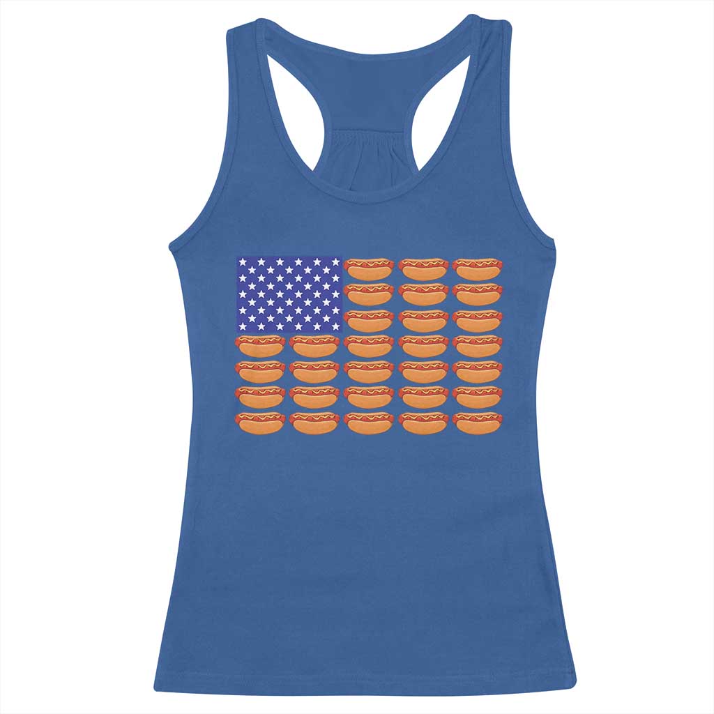 Hot Dog American Flag Racerback Tank Top Funny 4th Of July Patriotic Summer BBQ - Wonder Print Shop