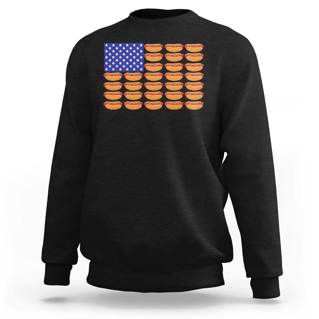 Hot Dog American Flag Sweatshirt Funny 4th Of July Patriotic Summer BBQ - Wonder Print Shop