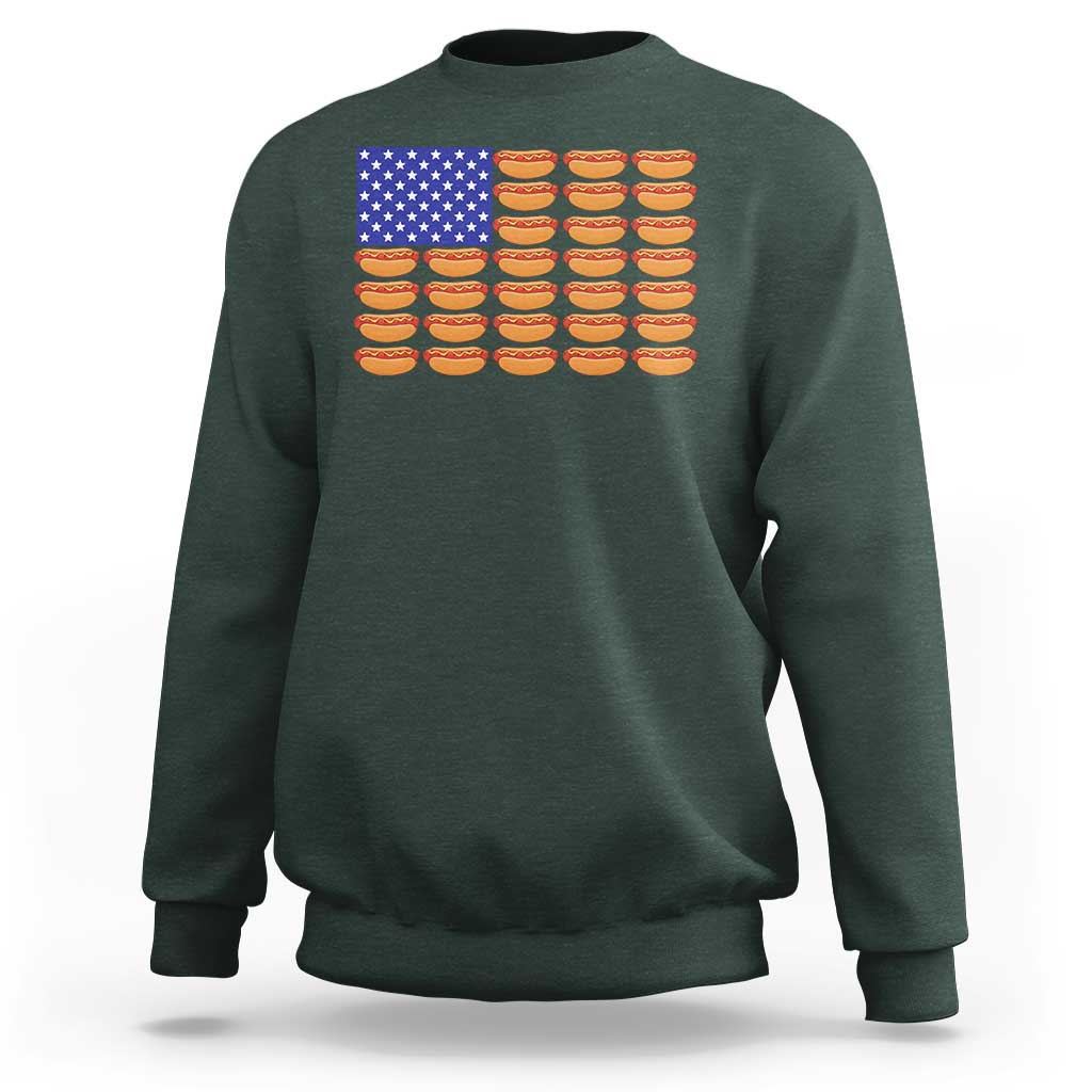 Hot Dog American Flag Sweatshirt Funny 4th Of July Patriotic Summer BBQ - Wonder Print Shop