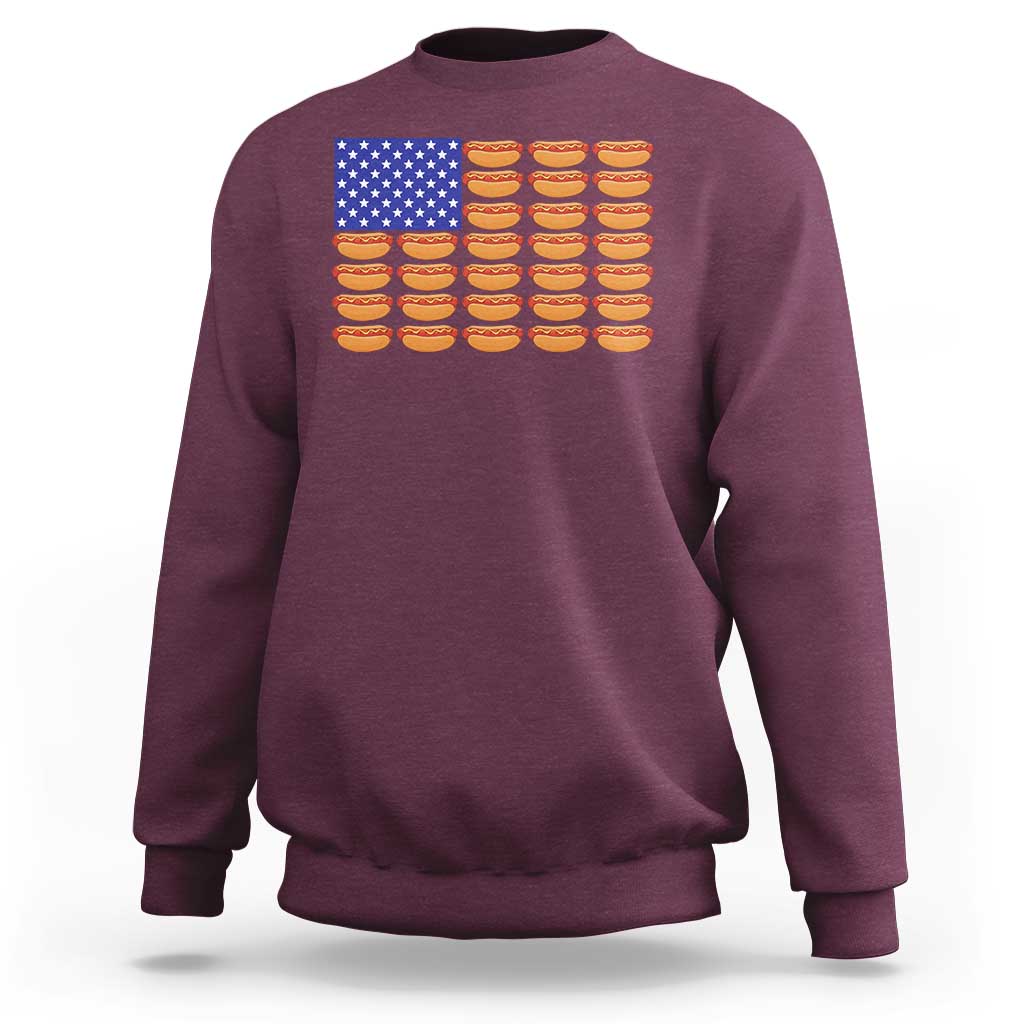 Hot Dog American Flag Sweatshirt Funny 4th Of July Patriotic Summer BBQ - Wonder Print Shop