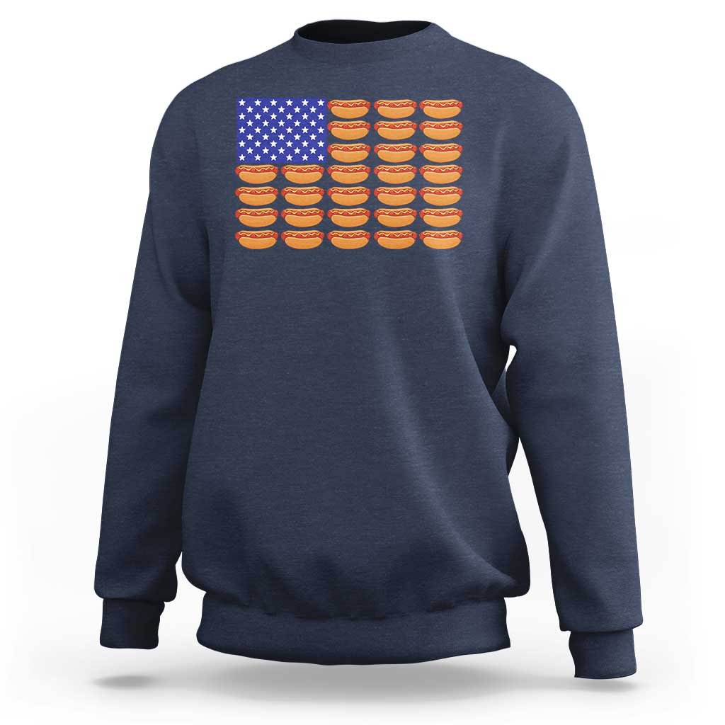 Hot Dog American Flag Sweatshirt Funny 4th Of July Patriotic Summer BBQ - Wonder Print Shop