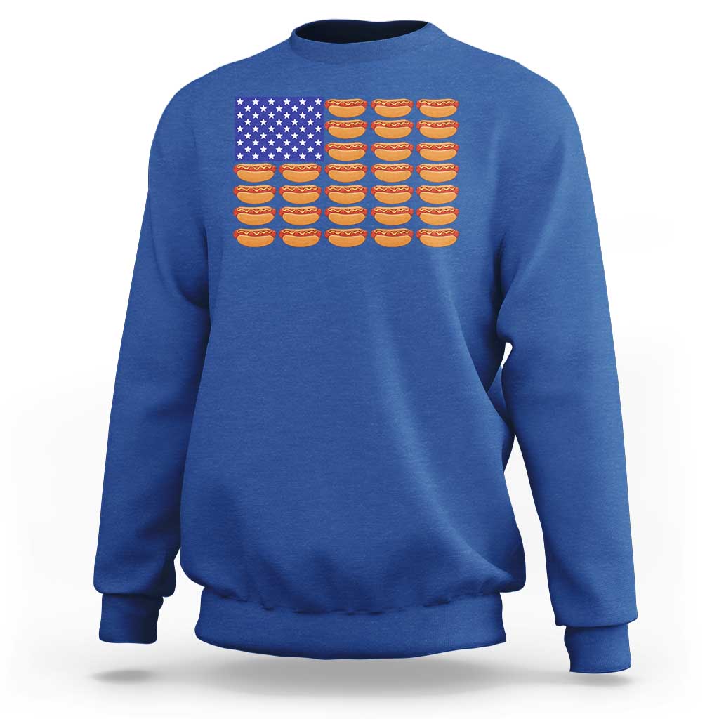 Hot Dog American Flag Sweatshirt Funny 4th Of July Patriotic Summer BBQ - Wonder Print Shop