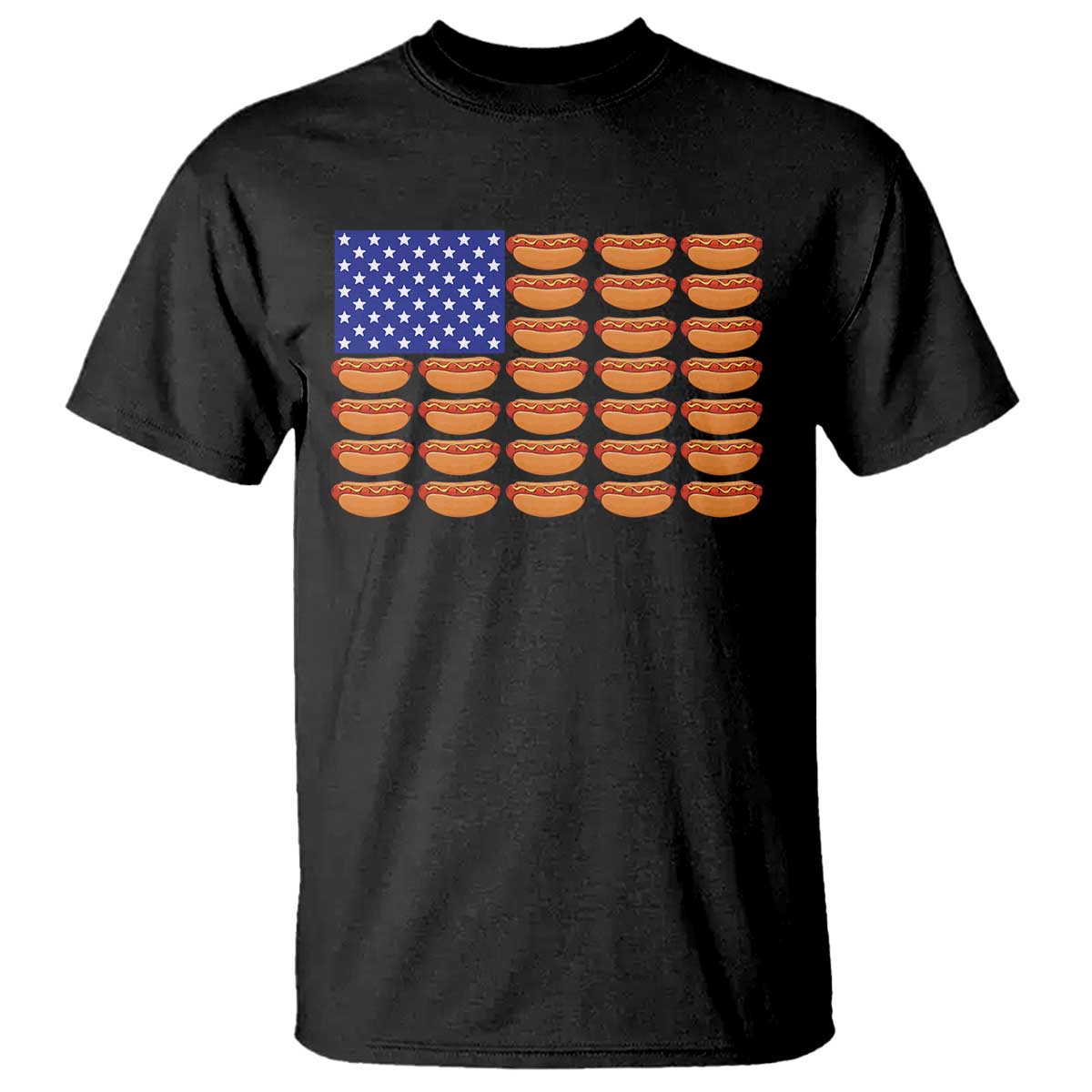 Hot Dog American Flag T Shirt Funny 4th Of July Patriotic Summer BBQ - Wonder Print Shop