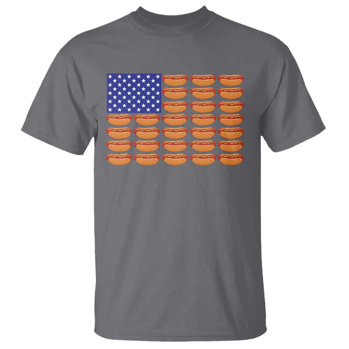 Hot Dog American Flag T Shirt Funny 4th Of July Patriotic Summer BBQ - Wonder Print Shop