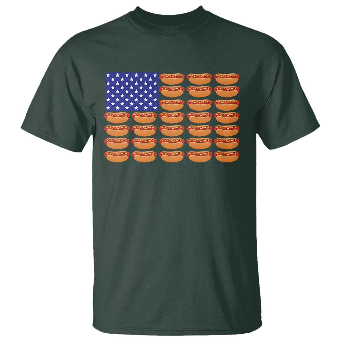 Hot Dog American Flag T Shirt Funny 4th Of July Patriotic Summer BBQ - Wonder Print Shop
