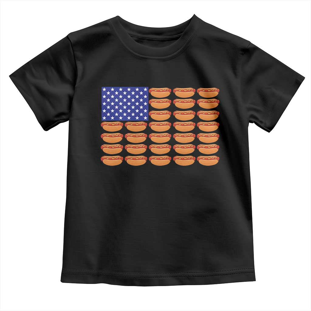 Hot Dog American Flag Toddler T Shirt Funny 4th Of July Patriotic Summer BBQ - Wonder Print Shop