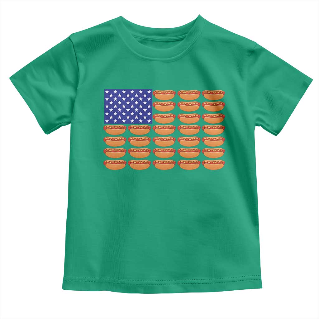 Hot Dog American Flag Toddler T Shirt Funny 4th Of July Patriotic Summer BBQ - Wonder Print Shop