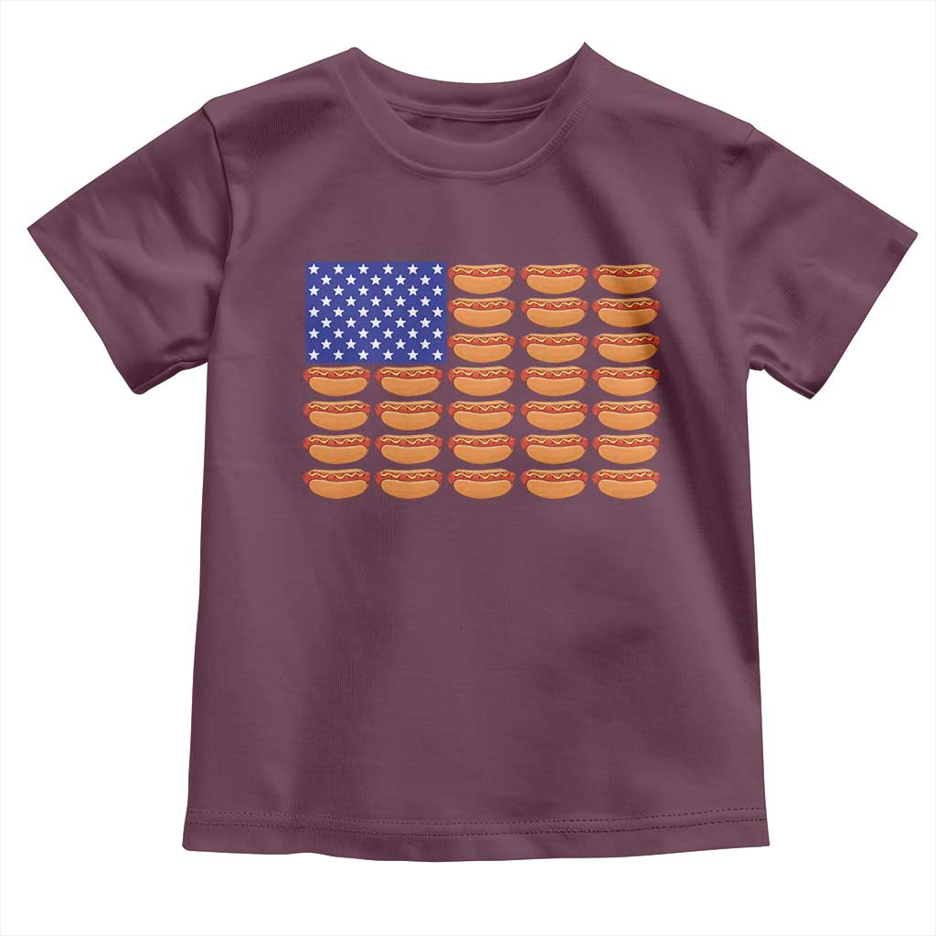 Hot Dog American Flag Toddler T Shirt Funny 4th Of July Patriotic Summer BBQ - Wonder Print Shop