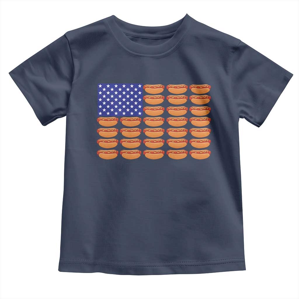 Hot Dog American Flag Toddler T Shirt Funny 4th Of July Patriotic Summer BBQ - Wonder Print Shop