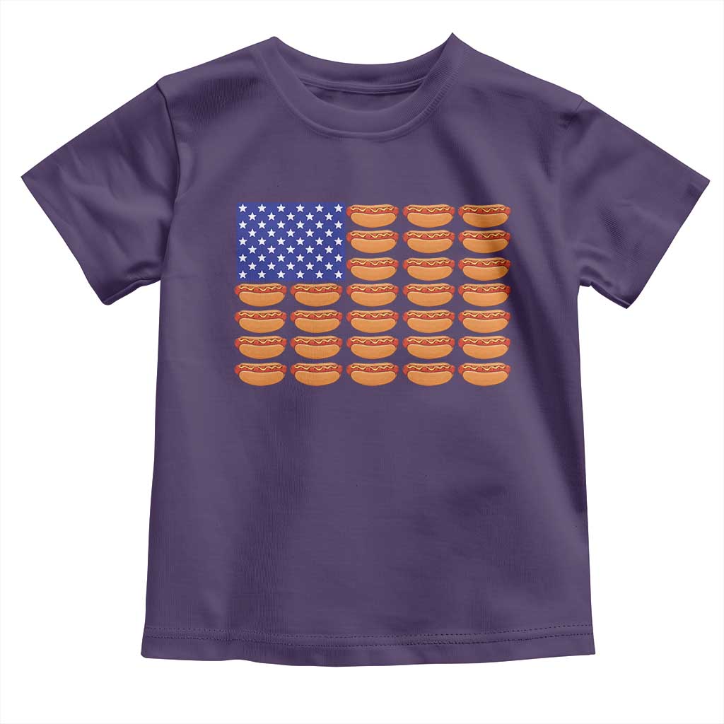 Hot Dog American Flag Toddler T Shirt Funny 4th Of July Patriotic Summer BBQ - Wonder Print Shop