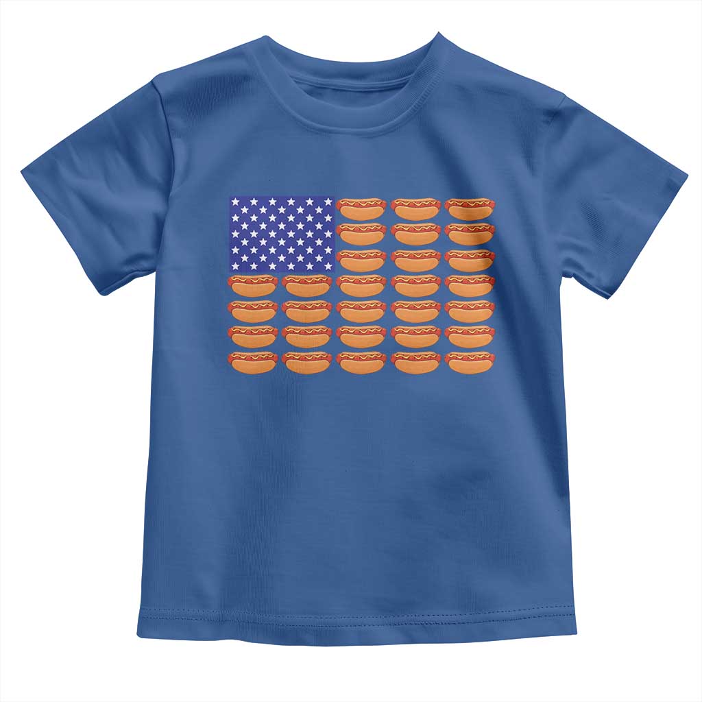 Hot Dog American Flag Toddler T Shirt Funny 4th Of July Patriotic Summer BBQ - Wonder Print Shop
