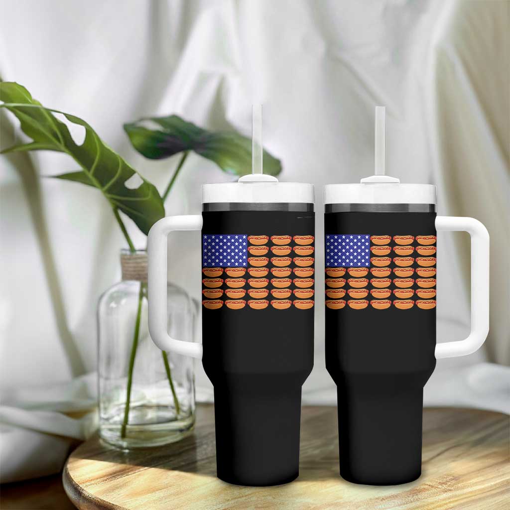 Hot Dog American Flag Tumbler With Handle Funny 4th Of July Patriotic Summer BBQ - Wonder Print Shop