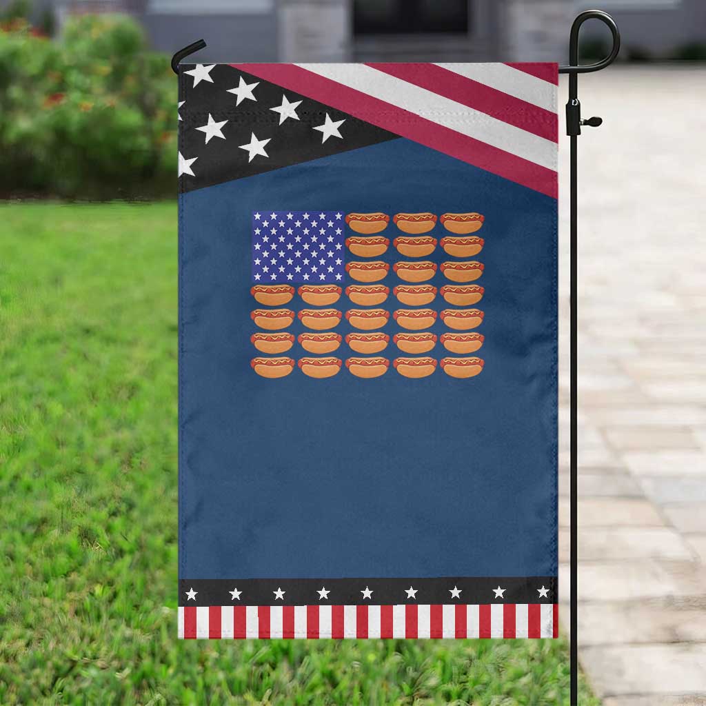 Hot Dog American Flag Garden Flag Funny 4th Of July Patriotic Summer BBQ