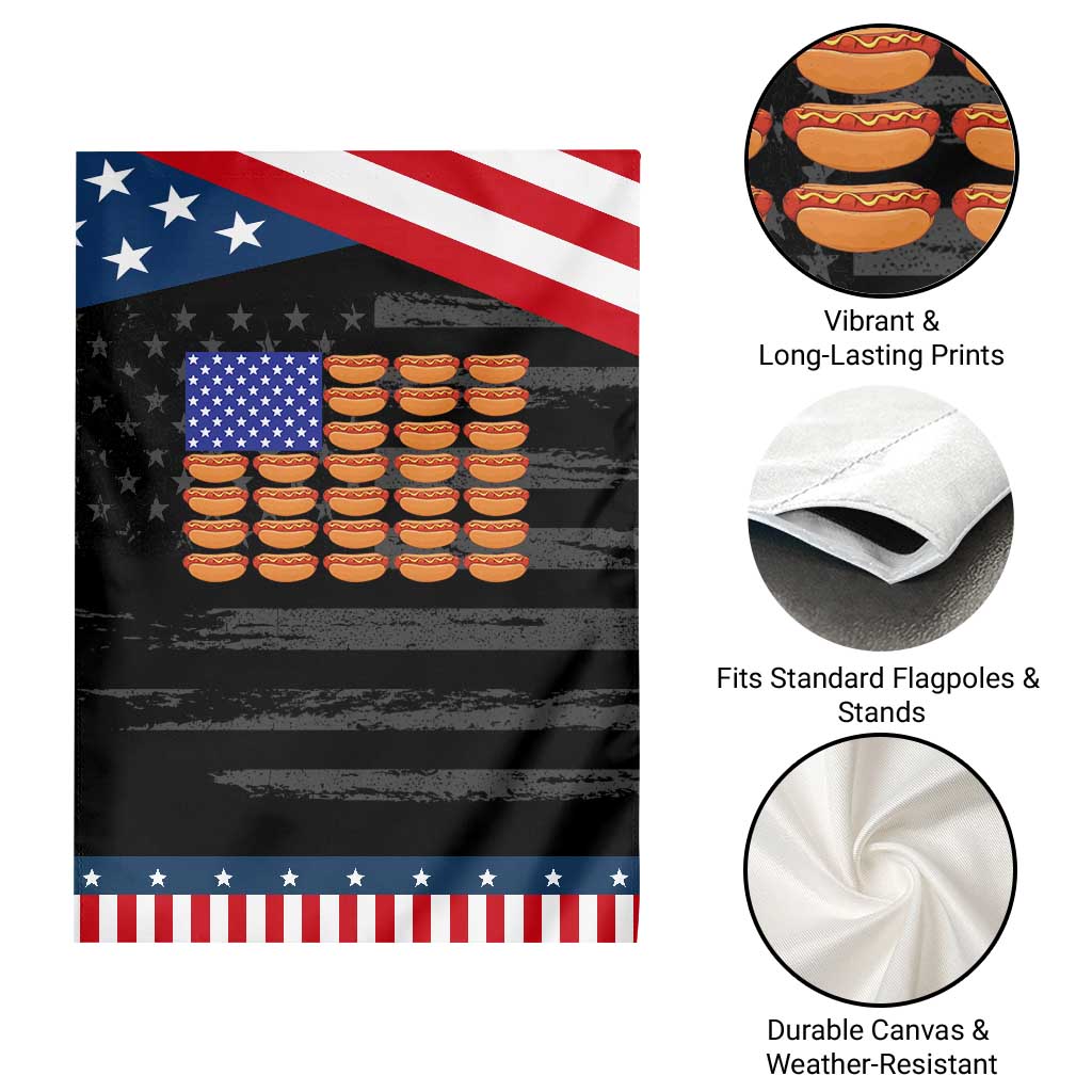 Hot Dog American Flag Garden Flag Funny 4th Of July Patriotic Summer BBQ