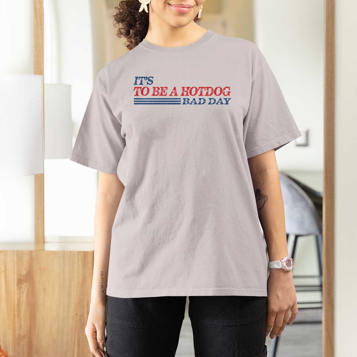 It's A Bad Day To Be A HotDog T Shirt For Women Funny 4th Of July Patriotic Summer BBQ - Wonder Print Shop