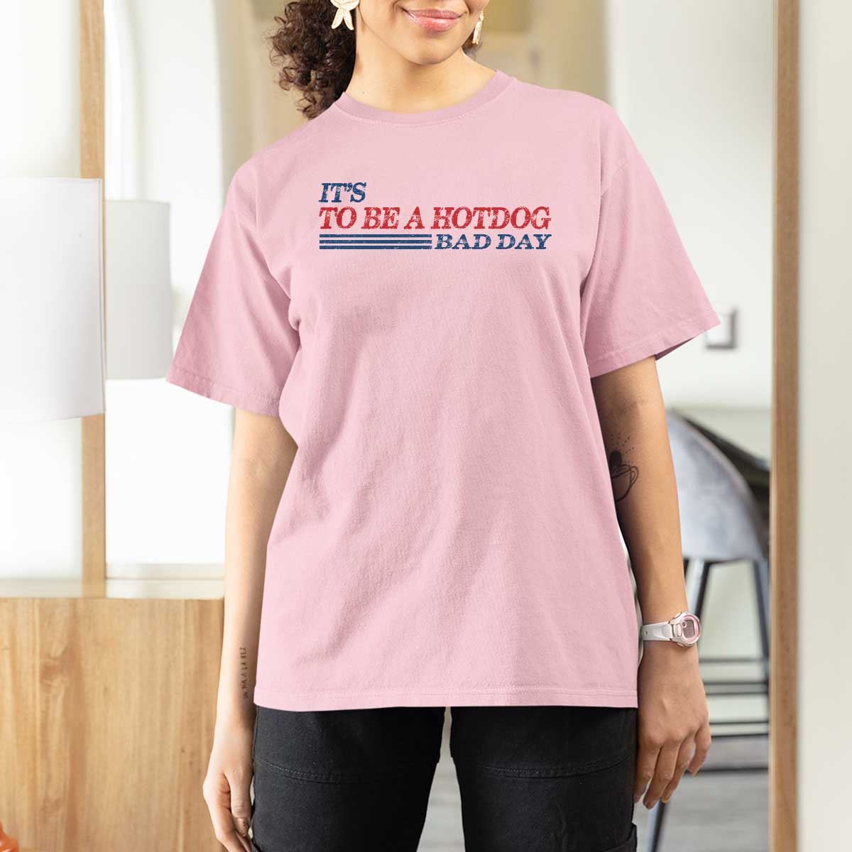It's A Bad Day To Be A HotDog T Shirt For Women Funny 4th Of July Patriotic Summer BBQ - Wonder Print Shop