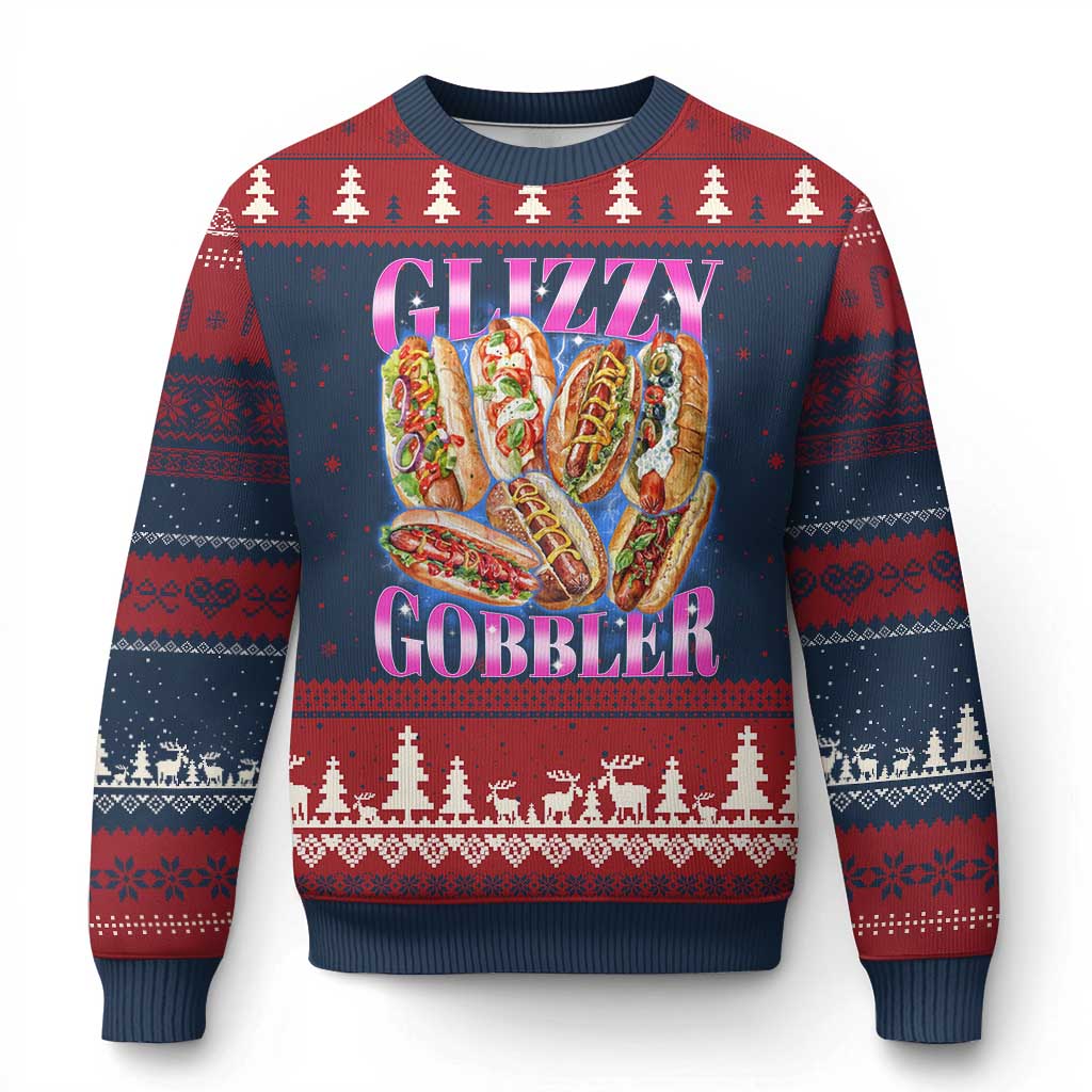 Glizzy Gobbler Hot Dog Meme Ugly Christmas Sweater Meme Hilarious Hotdog Glizzy Lovers - Wonder Print Shop