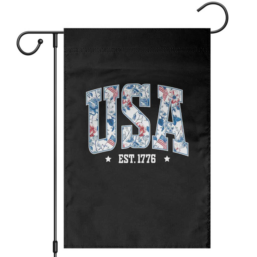 Floral USA Garden Flag Est 1776 Patriotic American Girl 4th of July - Wonder Print Shop