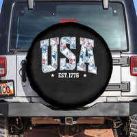 Floral USA Spare Tire Cover Est 1776 Patriotic American Girl 4th of July - Wonder Print Shop