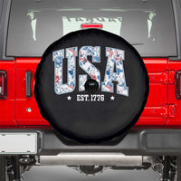 Floral USA Spare Tire Cover Est 1776 Patriotic American Girl 4th of July - Wonder Print Shop