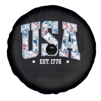 Floral USA Spare Tire Cover Est 1776 Patriotic American Girl 4th of July - Wonder Print Shop