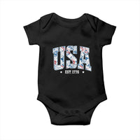 Floral USA Baby Onesie Est 1776 Patriotic American Girl 4th of July - Wonder Print Shop
