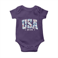 Floral USA Baby Onesie Est 1776 Patriotic American Girl 4th of July - Wonder Print Shop