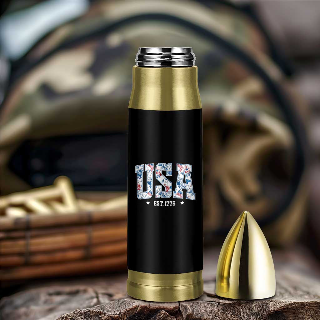 Floral USA Bullet Tumbler Est 1776 Patriotic American Girl 4th of July - Wonder Print Shop