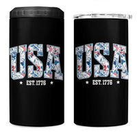 Floral USA 4 in 1 Can Cooler Tumbler Est 1776 Patriotic American Girl 4th of July - Wonder Print Shop