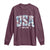 Floral USA Long Sleeve Shirt Est 1776 Patriotic American Girl 4th of July - Wonder Print Shop