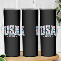 Floral USA Skinny Tumbler Est 1776 Patriotic American Girl 4th of July - Wonder Print Shop