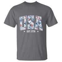 Floral USA T Shirt Est 1776 Patriotic American Girl 4th of July - Wonder Print Shop