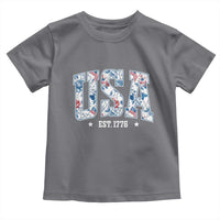 Floral USA Toddler T Shirt Est 1776 Patriotic American Girl 4th of July - Wonder Print Shop