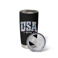 Floral USA Tumbler Cup Est 1776 Patriotic American Girl 4th of July - Wonder Print Shop