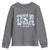 Floral USA Youth Sweatshirt Est 1776 Patriotic American Girl 4th of July - Wonder Print Shop