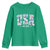 Floral USA Youth Sweatshirt Est 1776 Patriotic American Girl 4th of July - Wonder Print Shop
