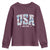 Floral USA Youth Sweatshirt Est 1776 Patriotic American Girl 4th of July - Wonder Print Shop