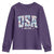 Floral USA Youth Sweatshirt Est 1776 Patriotic American Girl 4th of July - Wonder Print Shop