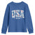 Floral USA Youth Sweatshirt Est 1776 Patriotic American Girl 4th of July - Wonder Print Shop