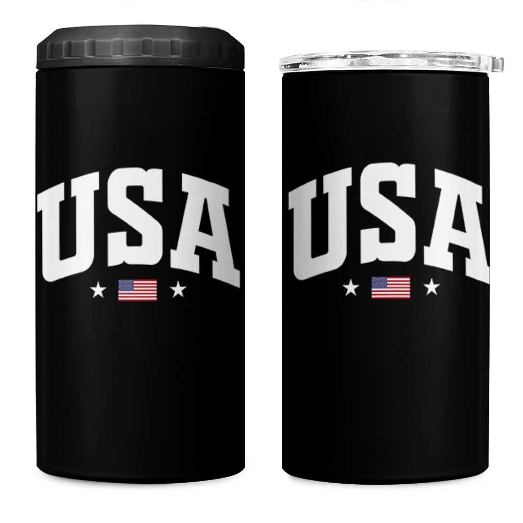 USA 4 in 1 Can Cooler Tumbler American Flag Patriotic 4th of July - Wonder Print Shop