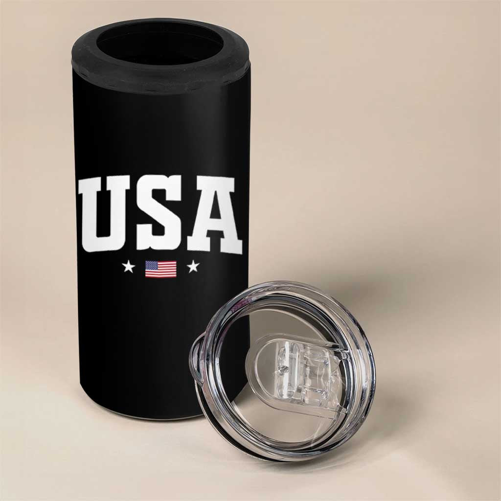 USA 4 in 1 Can Cooler Tumbler American Flag Patriotic 4th of July - Wonder Print Shop
